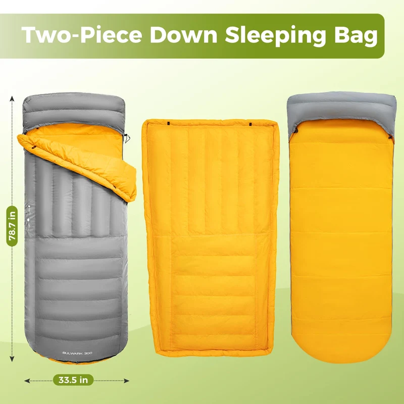 ATEPA BULWARK 300 Down Sleeping Bag-Envelope With Hood 53.6°F to 26.6°F