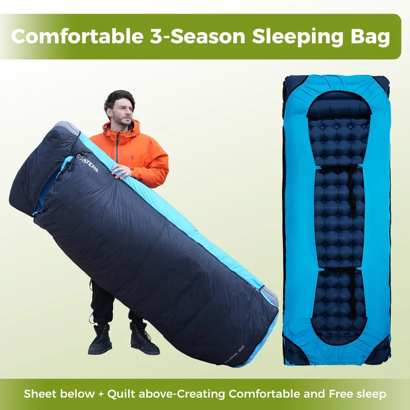 ATEPA BULWARK 300 Down Sleeping Bag-Envelope With Hood 53.6°F to 26.6°F