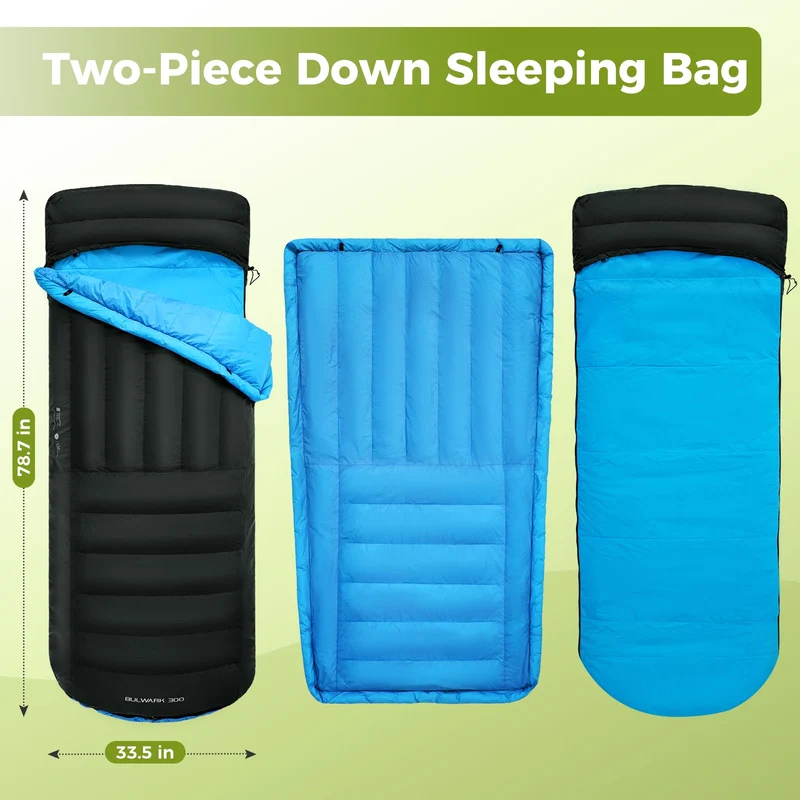 ATEPA BULWARK 300 Down Sleeping Bag-Envelope With Hood 53.6°F to 26.6°F
