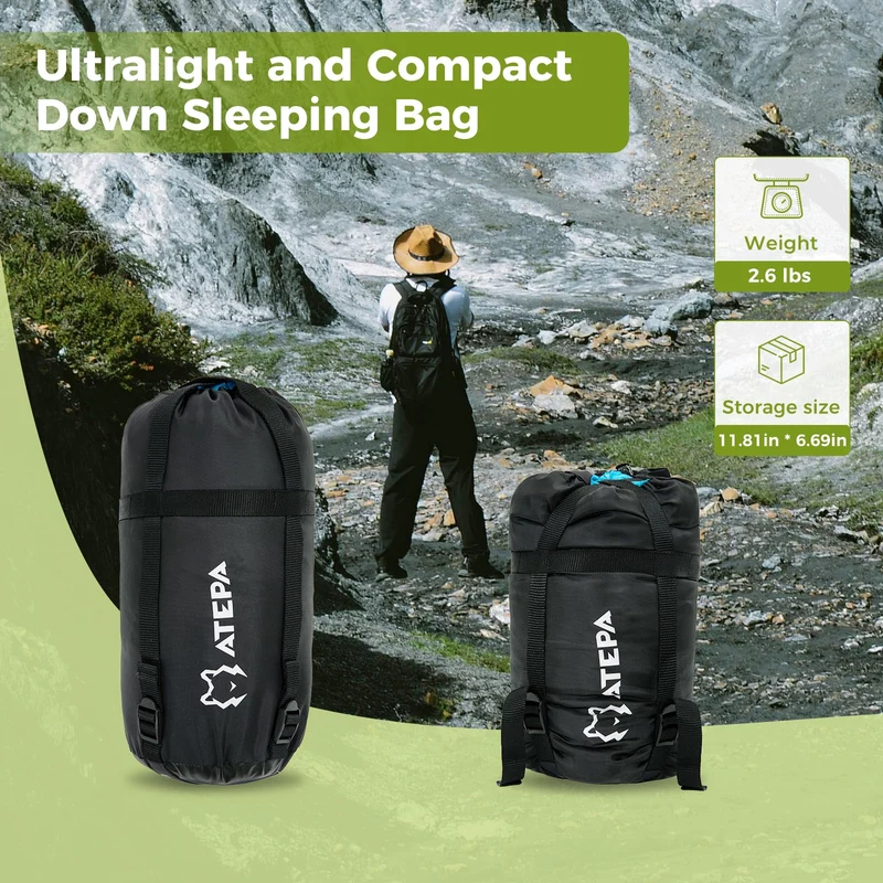 ATEPA BULWARK 300 Down Sleeping Bag-Envelope With Hood 53.6°F to 26.6°F