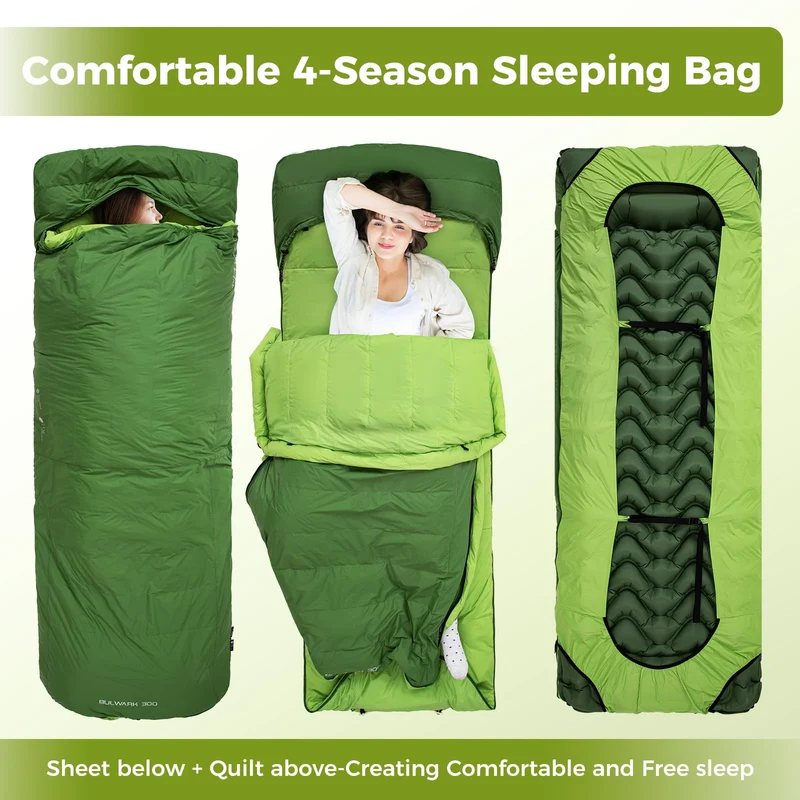 ATEPA BULWARK 300 Down Sleeping Bag-Envelope With Hood 53.6°F to 26.6°F
