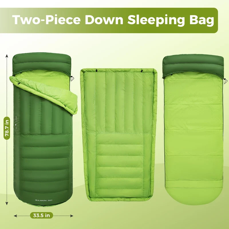 ATEPA BULWARK 300 Down Sleeping Bag-Envelope With Hood 53.6°F to 26.6°F
