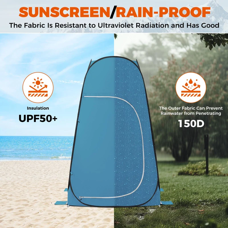 KingCamp Pop-Up Camping Shower Tent with UPF50+ Sun Protection, Portable Changing Room & Toilet Shelter for Beach, Camping & Outdoor Events