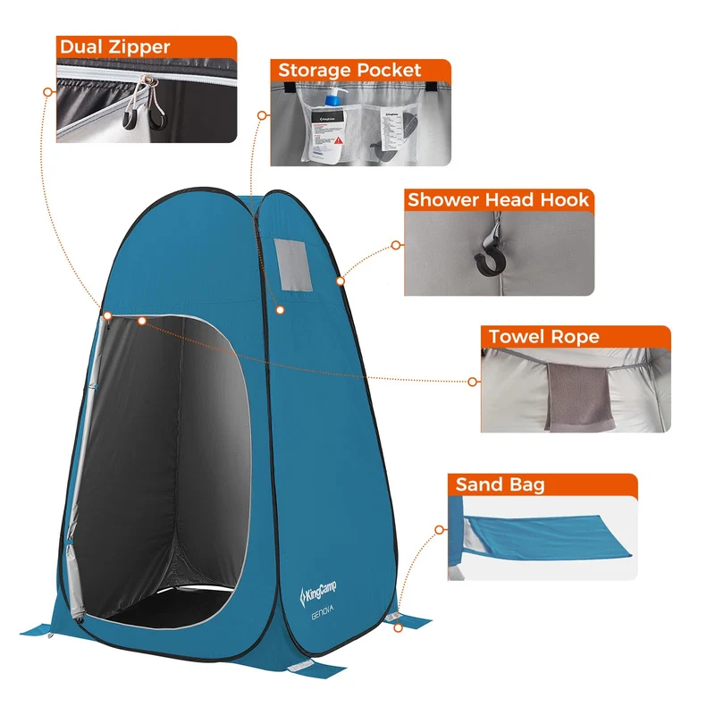 KingCamp Pop-Up Camping Shower Tent with UPF50+ Sun Protection, Portable Changing Room & Toilet Shelter for Beach, Camping & Outdoor Events