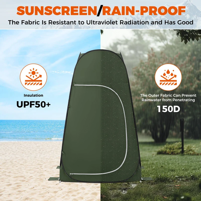 KingCamp Pop-Up Camping Shower Tent with UPF50+ Sun Protection, Portable Changing Room & Toilet Shelter for Beach, Camping & Outdoor Events
