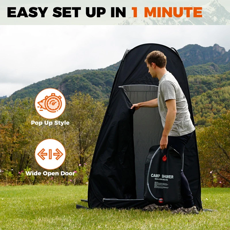 KingCamp Pop-Up Camping Shower Tent with UPF50+ Sun Protection, Portable Changing Room & Toilet Shelter for Beach, Camping & Outdoor Events