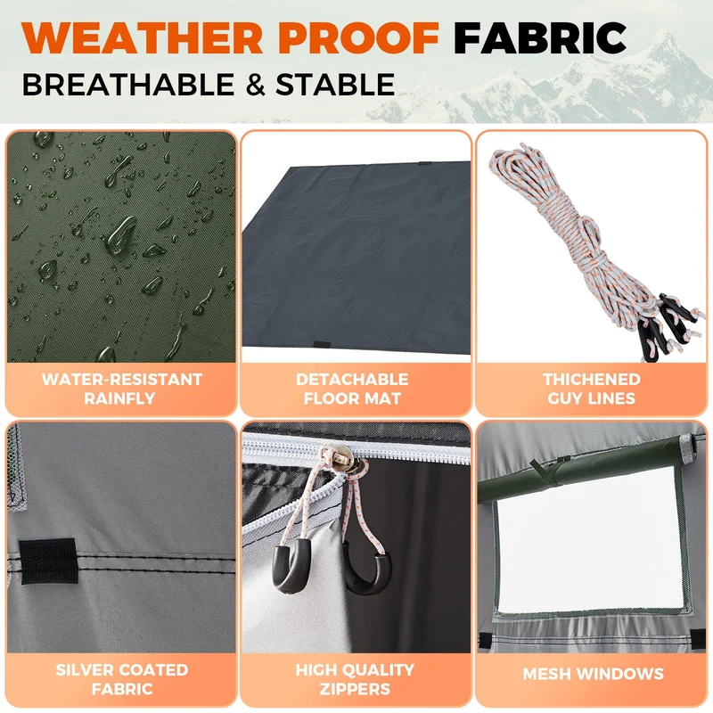 KingCamp Pop-Up Camping Shower Tent with UPF50+ Sun Protection, Portable Changing Room & Toilet Shelter for Beach, Camping & Outdoor Events