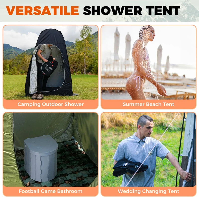 KingCamp Pop-Up Camping Shower Tent with UPF50+ Sun Protection, Portable Changing Room & Toilet Shelter for Beach, Camping & Outdoor Events