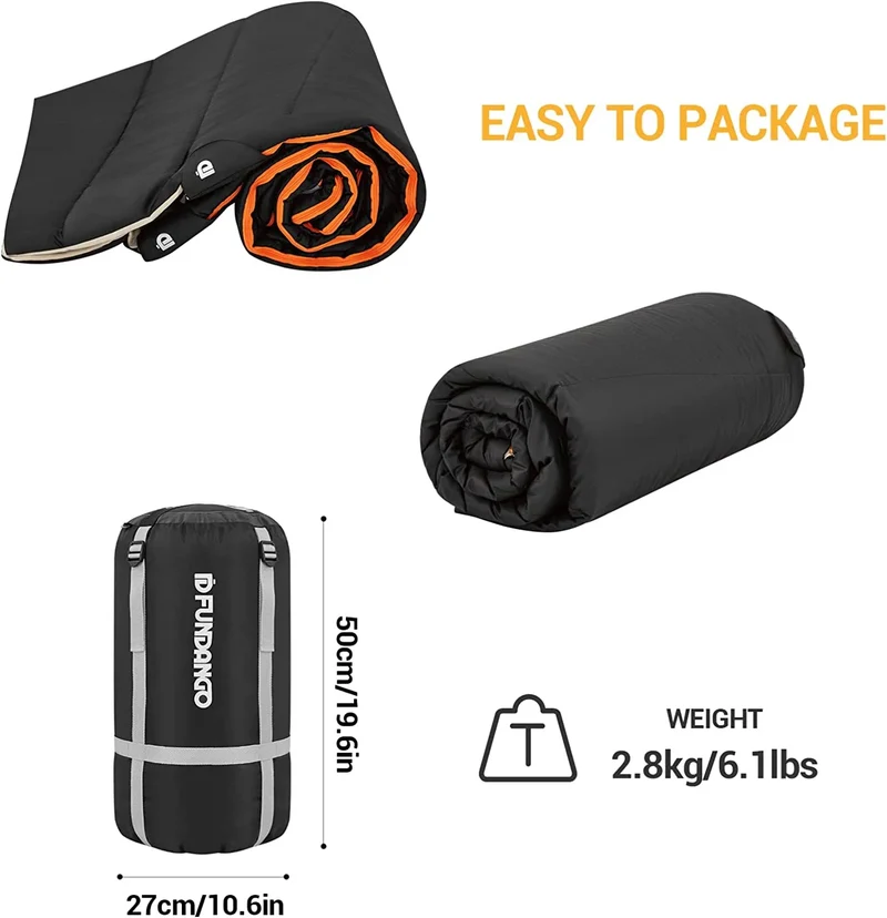 FUNDANGO COMFORT 200D Double Sleeping Bag with Hood