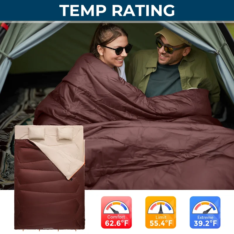FUNDANGO COMFORT 200D Double Sleeping Bag with Hood