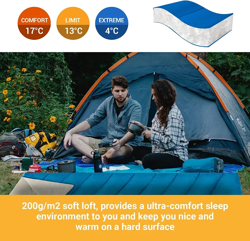 FUNDANGO COMFORT 200D Double Sleeping Bag with Hood