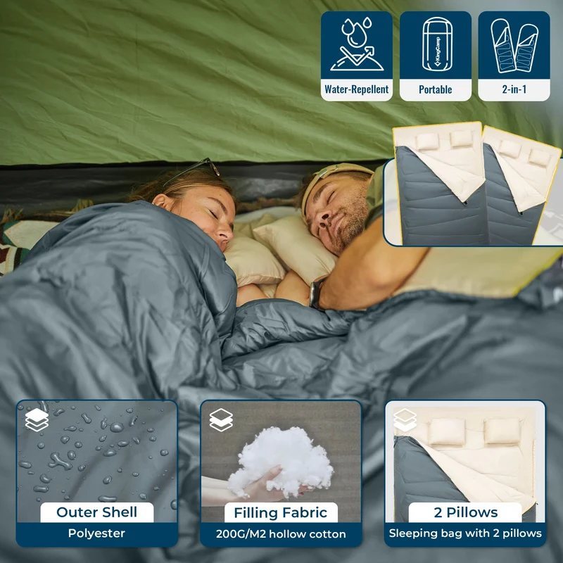 FUNDANGO COMFORT 200D Double Sleeping Bag with Hood