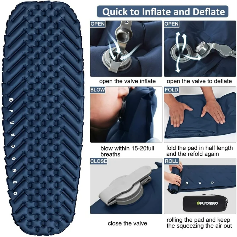 FUNDANGO Single Air Pad Ultralight Inflatable Camp Mattresses Sleeping Pad