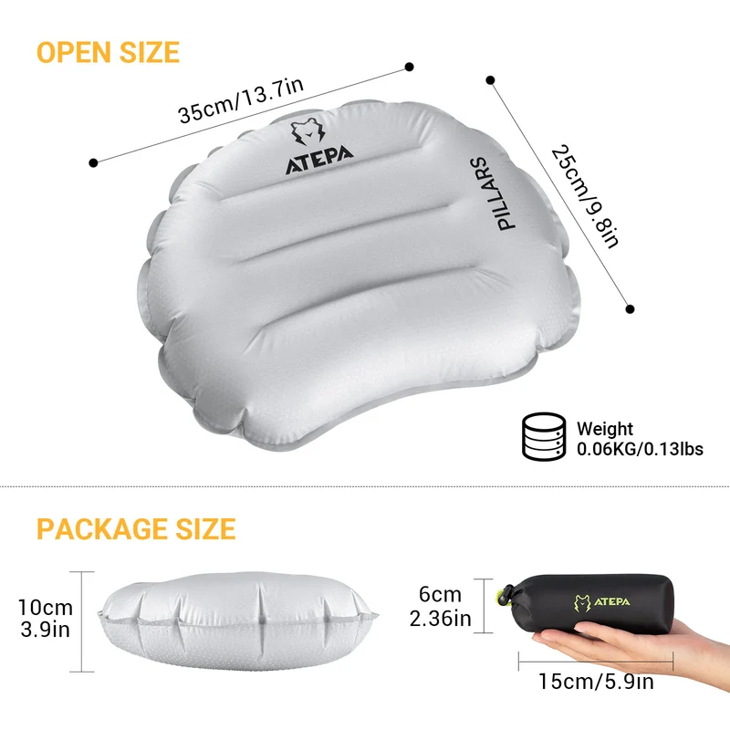 ATEPA VIRGA Air Pillow Ultralight Down Alternative Inflatable Travel Pillow