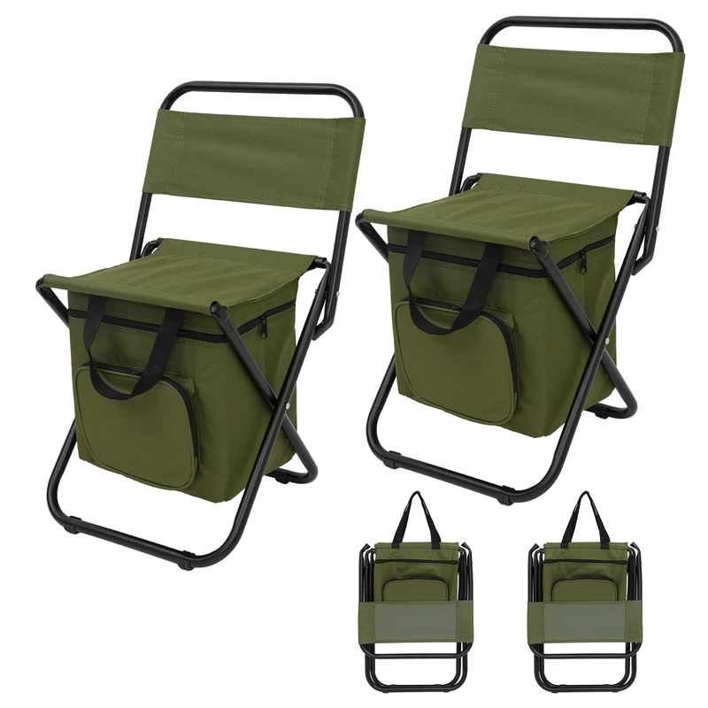 FUNDANGO Cooler Backrest Stool Fishing Chair with Cooler Bag