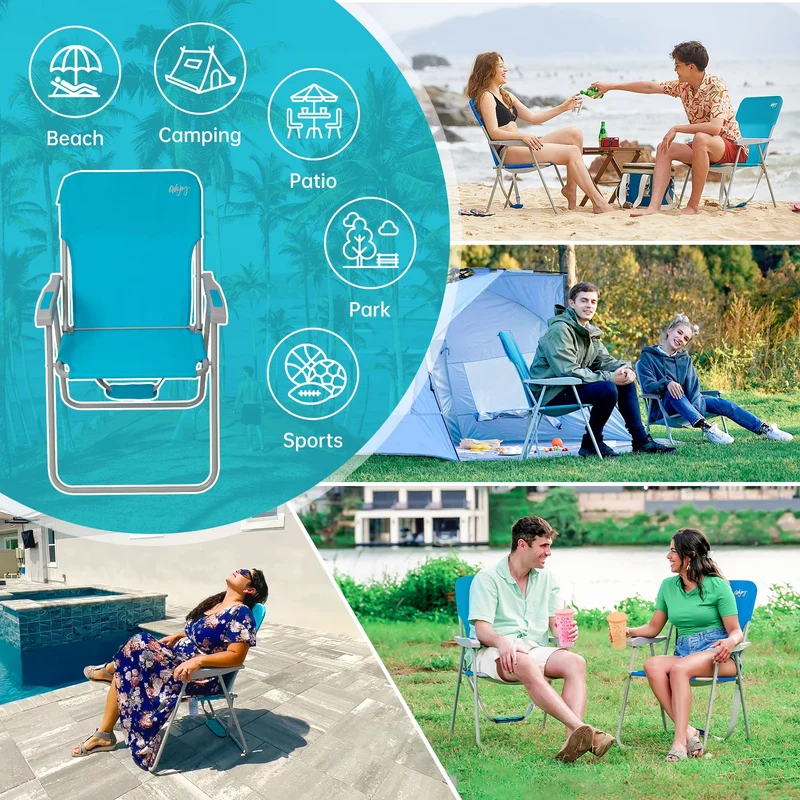 WEJOY High Back Beach Chairs with Hard Armrest