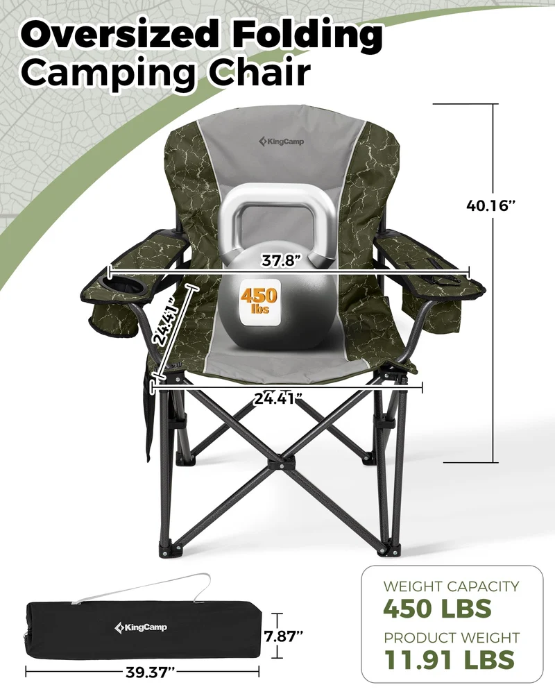 KingCamp JUNIPER C10 Oversized Folding Chair with Adjustable Lumbar Support
