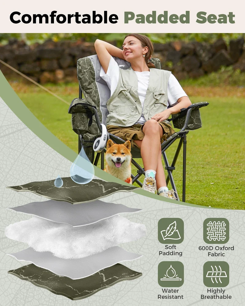 KingCamp JUNIPER C10 Oversized Folding Chair with Adjustable Lumbar Support