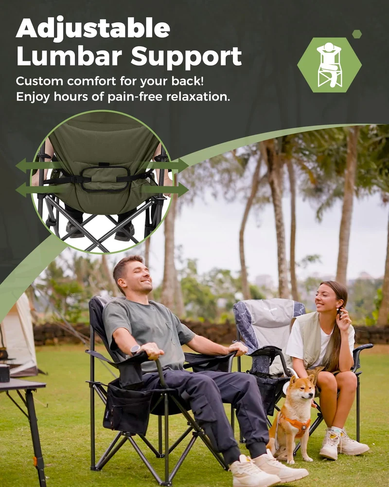 KingCamp JUNIPER C10 Oversized Folding Chair with Adjustable Lumbar Support