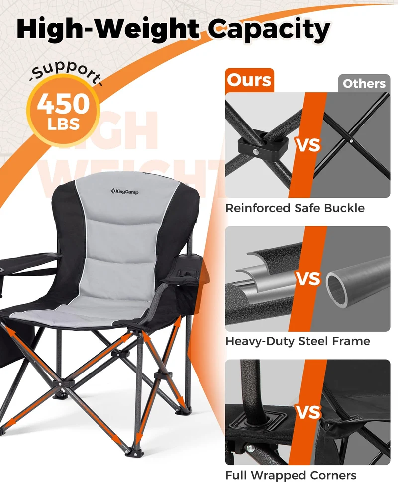 KingCamp JUNIPER C10 Oversized Folding Chair with Adjustable Lumbar Support