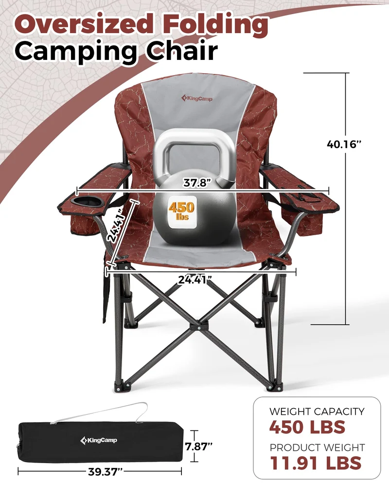 KingCamp JUNIPER C10 Oversized Folding Chair with Adjustable Lumbar Support