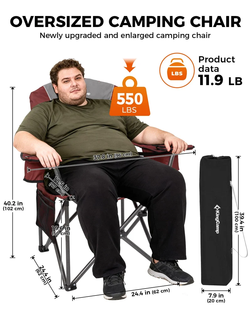 KingCamp JUNIPER C10 Oversized Folding Chair with Adjustable Lumbar Support