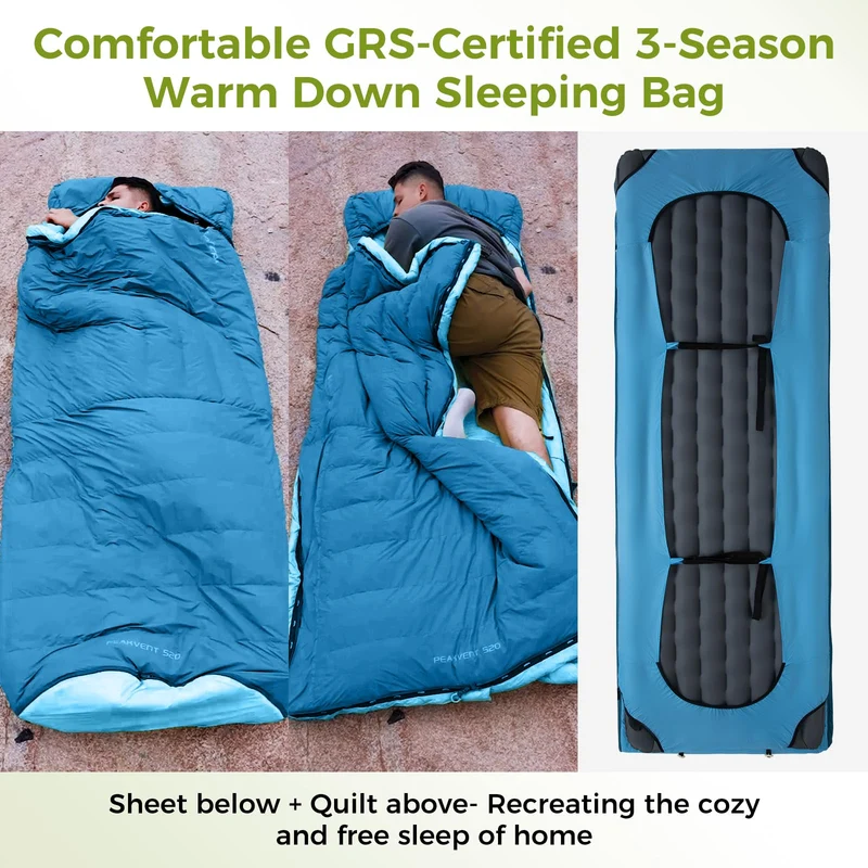 ATEPA 3-in-1 Backpacking Sleeping Bag Down Sleeping Bag 42.8°F to 6.8°F