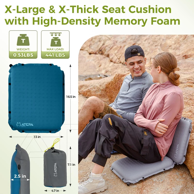 ATEPA BUBBLE 6.5 Self-Inflating Memory Foam Seat Cushion