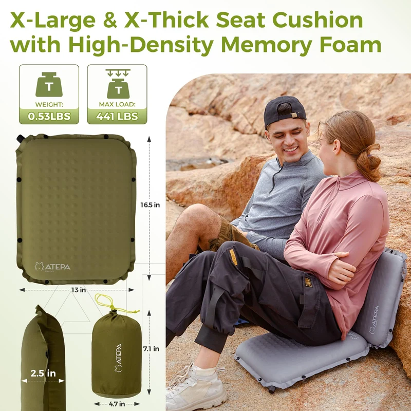 ATEPA BUBBLE 6.5 Self-Inflating Memory Foam Seat Cushion