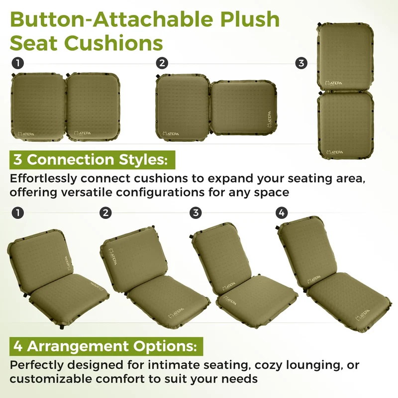 ATEPA BUBBLE 6.5 Self-Inflating Memory Foam Seat Cushion