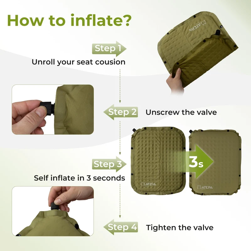 ATEPA BUBBLE 6.5 Self-Inflating Memory Foam Seat Cushion