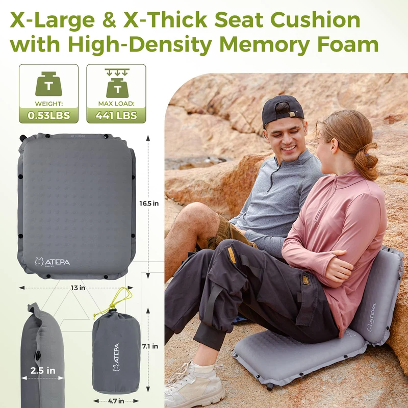 ATEPA BUBBLE 6.5 Self-Inflating Memory Foam Seat Cushion