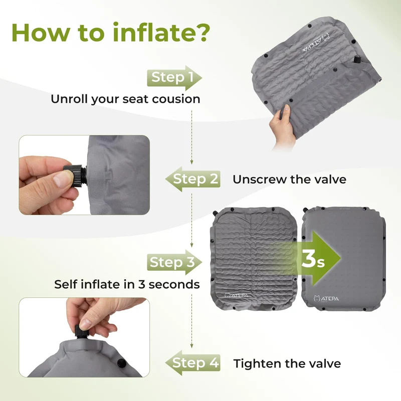 ATEPA BUBBLE 6.5 Self-Inflating Memory Foam Seat Cushion