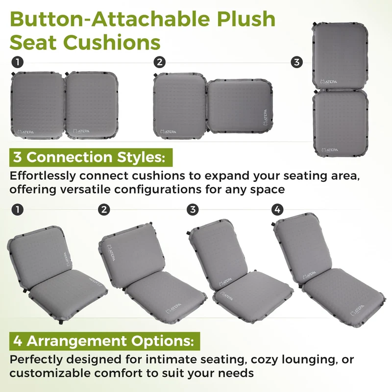 ATEPA BUBBLE 6.5 Self-Inflating Memory Foam Seat Cushion
