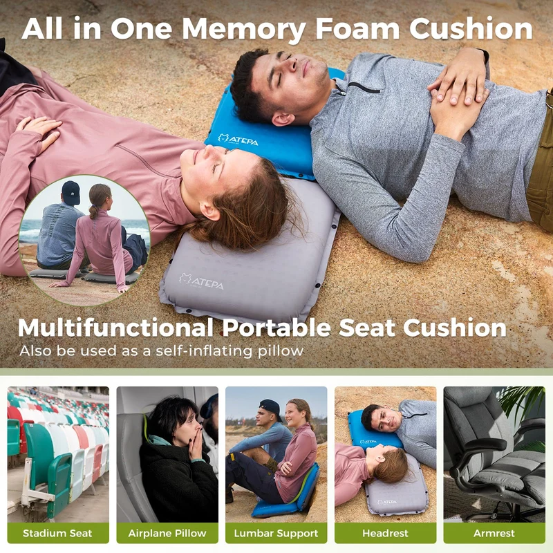 ATEPA BUBBLE 6.5 Self-Inflating Memory Foam Seat Cushion