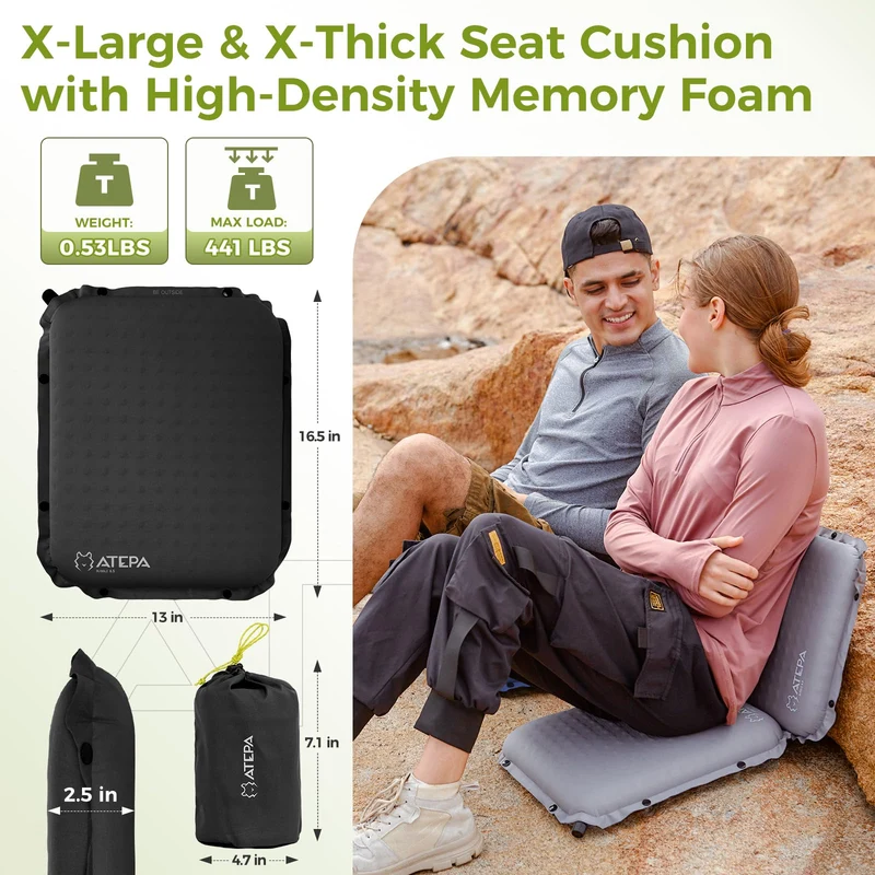 ATEPA BUBBLE 6.5 Self-Inflating Memory Foam Seat Cushion