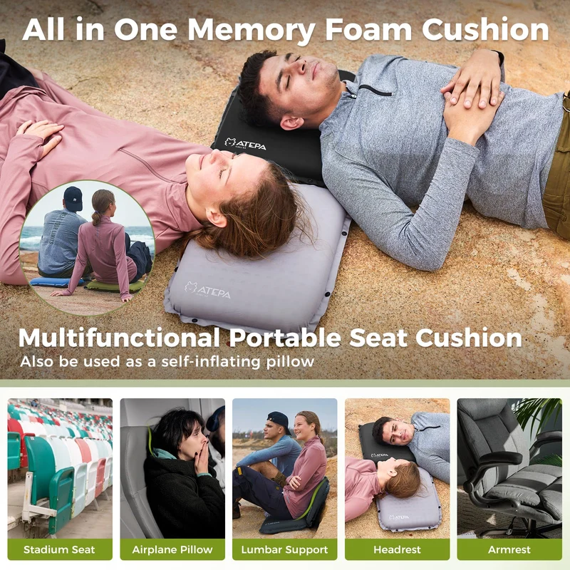 ATEPA BUBBLE 6.5 Self-Inflating Memory Foam Seat Cushion
