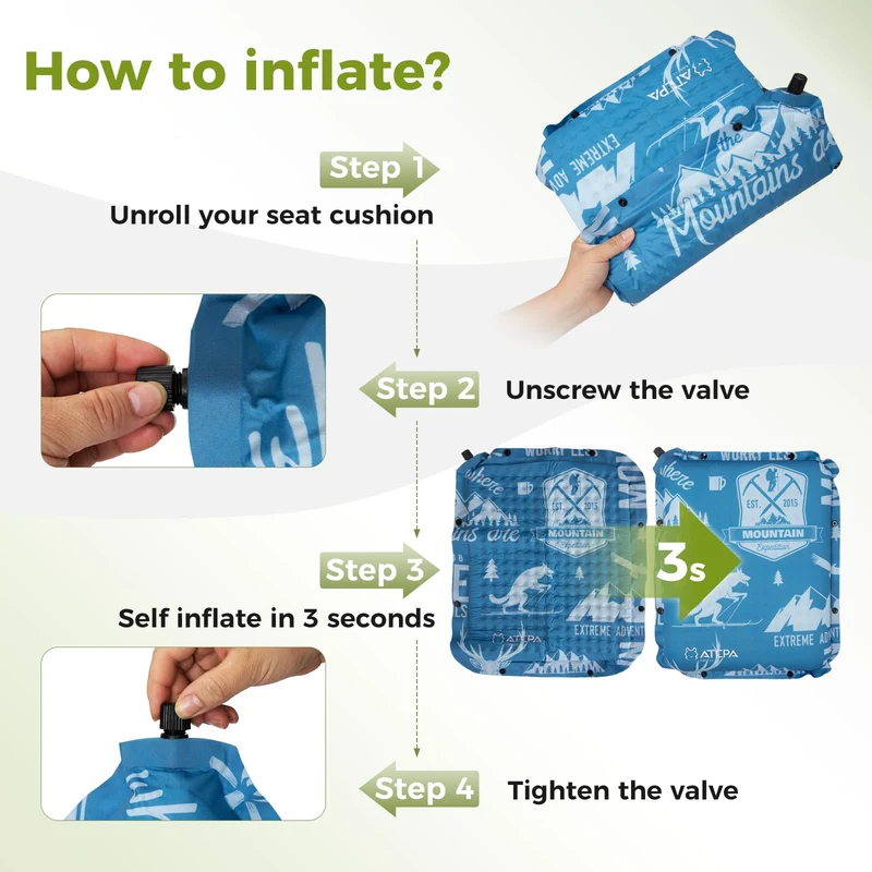 ATEPA BUBBLE 6.5 Self-Inflating Memory Foam Seat Cushion