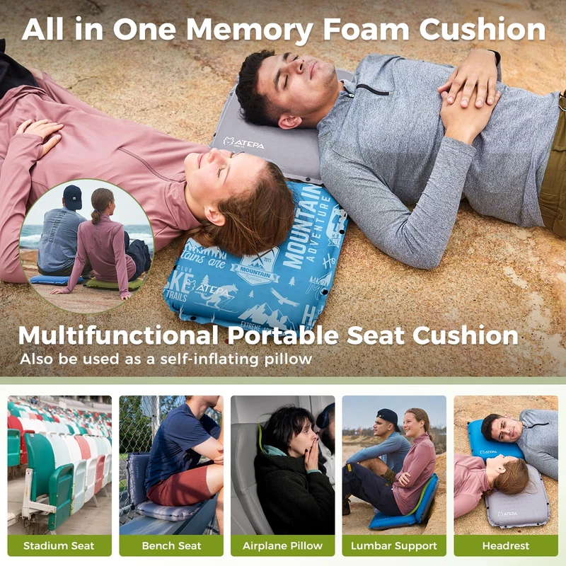 ATEPA BUBBLE 6.5 Self-Inflating Memory Foam Seat Cushion