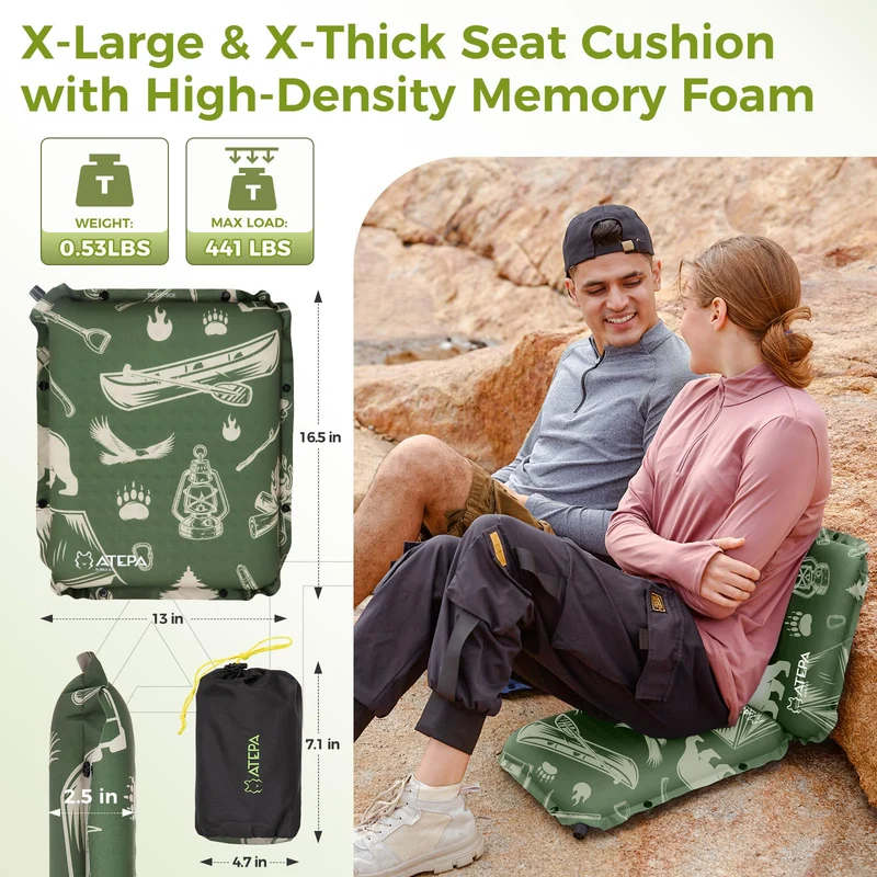 ATEPA BUBBLE 6.5 Self-Inflating Memory Foam Seat Cushion