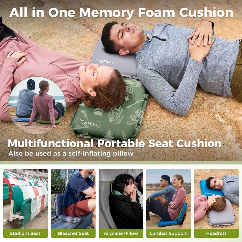 ATEPA BUBBLE 6.5 Self-Inflating Memory Foam Seat Cushion