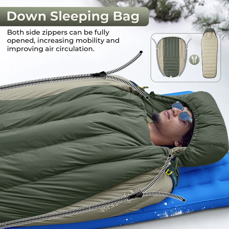 ATEPA PROMOTER 850 Ultralight Down Mummy Sleeping Bag | 850g 650FP Coldmaster™ Down, 17.6°F Limit Rating, 20D Nylon Shell