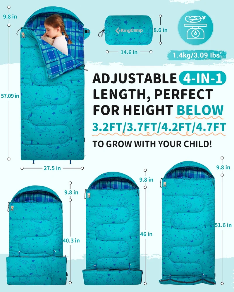 KingCamp Galaxy Zoo C 300 Kids' Hooded Sleeping Bag