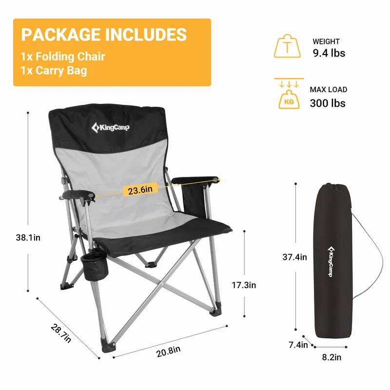 KingCamp Comfort Camping Chair - Full Body Support, Padded and Portable