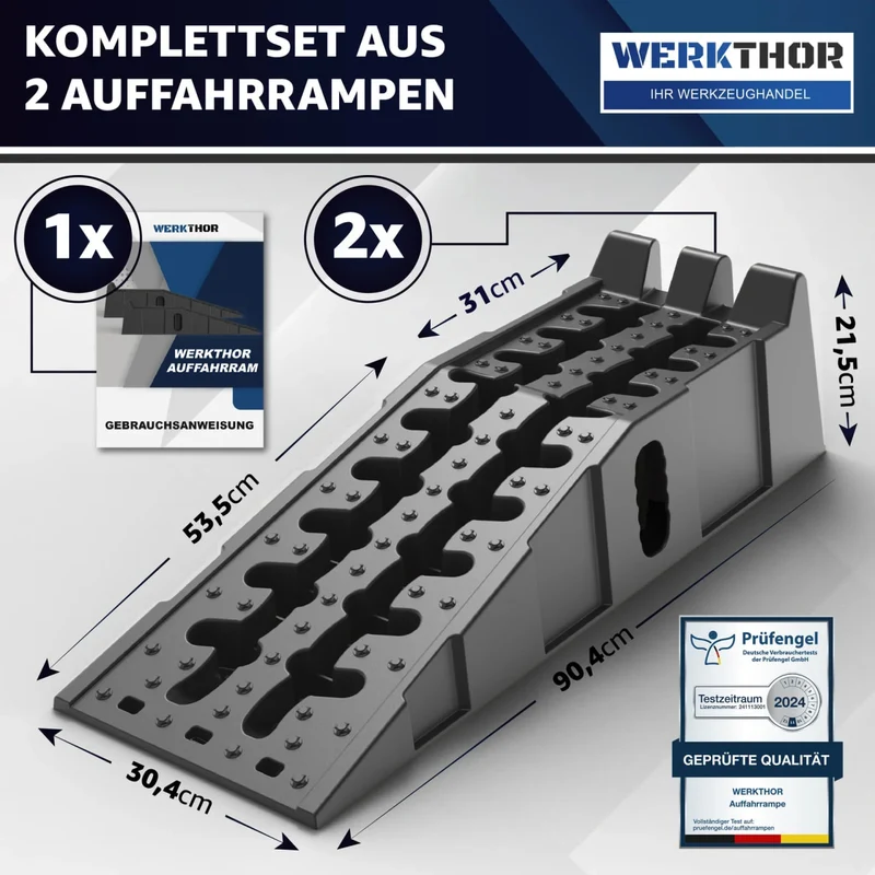 KFZ Rampe [2er Set] - Auffahrrampen für maximalen Halt bis [<3t] von Werkthor