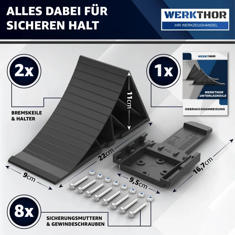 Unterlegkeile mit Halterung inkl. Befestigungsmaterial [2er Set] bis 1600kg Achslast von Werkthor