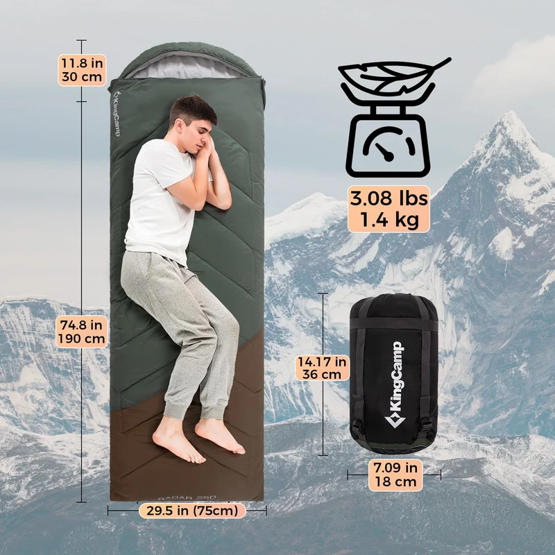 KingCamp RADAR 250 Sleeping Bag-Envelope With Hood