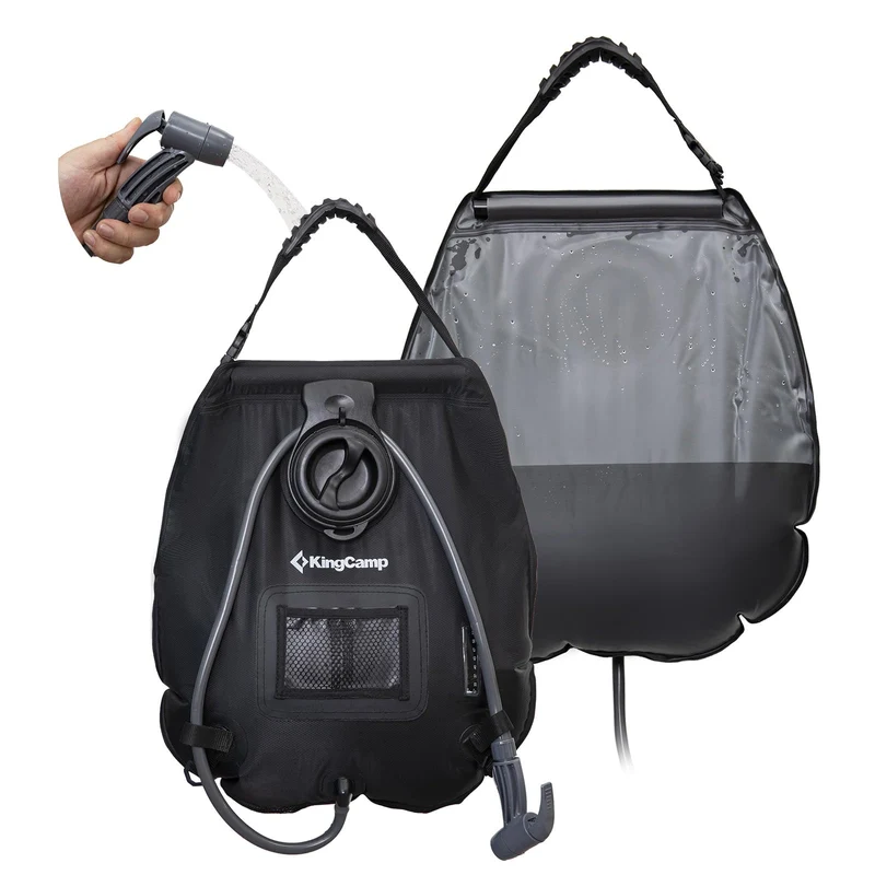 KingCamp 20L Solar Shower Bag for Camping | Portable Outdoor Shower with Temperature Display, Upgraded Leak-Proof Hose & Adjustable Spray Nozzle