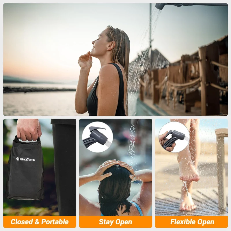 KingCamp 20L Solar Shower Bag for Camping | Portable Outdoor Shower with Temperature Display, Upgraded Leak-Proof Hose & Adjustable Spray Nozzle