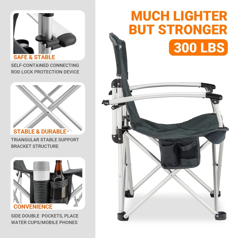 KingCamp CANNA HARD Compact Camp Chair – Lightweight Aluminum Armrest Chair